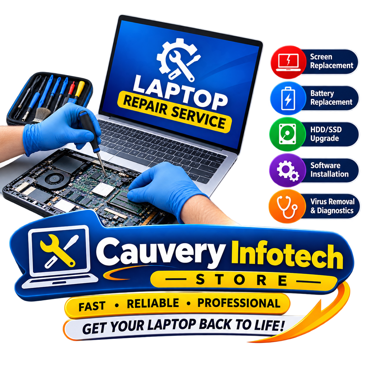 Laptop repair services — Cauvery Infotech Bengaluru